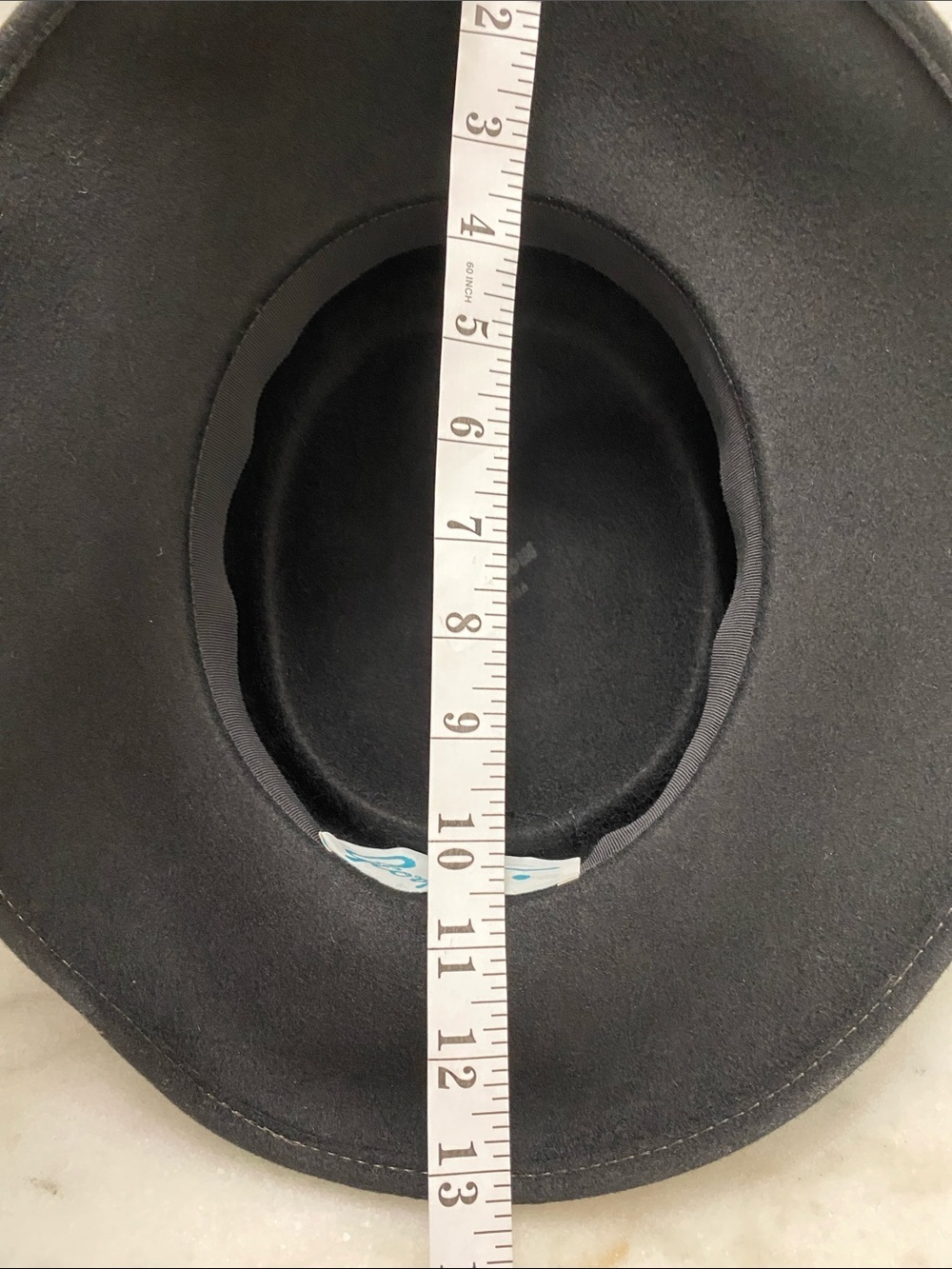 Vintage Georgette Black Felt Cloche Hat Satin Rosette Wide Brim - Picture 8 of 11